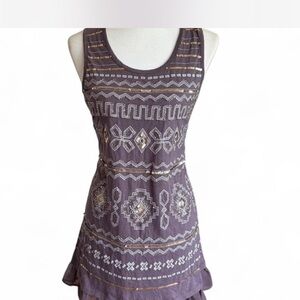 Purple Sleeveless Geometric Dress